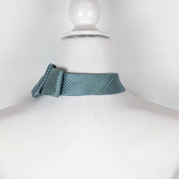 Green and Blue Silk Ascot Scarf - Unisex Necktie - Women's Office Fashion - Picture 5 of 7